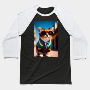 Funny cute cat graphic design artwork Baseball T-Shirt